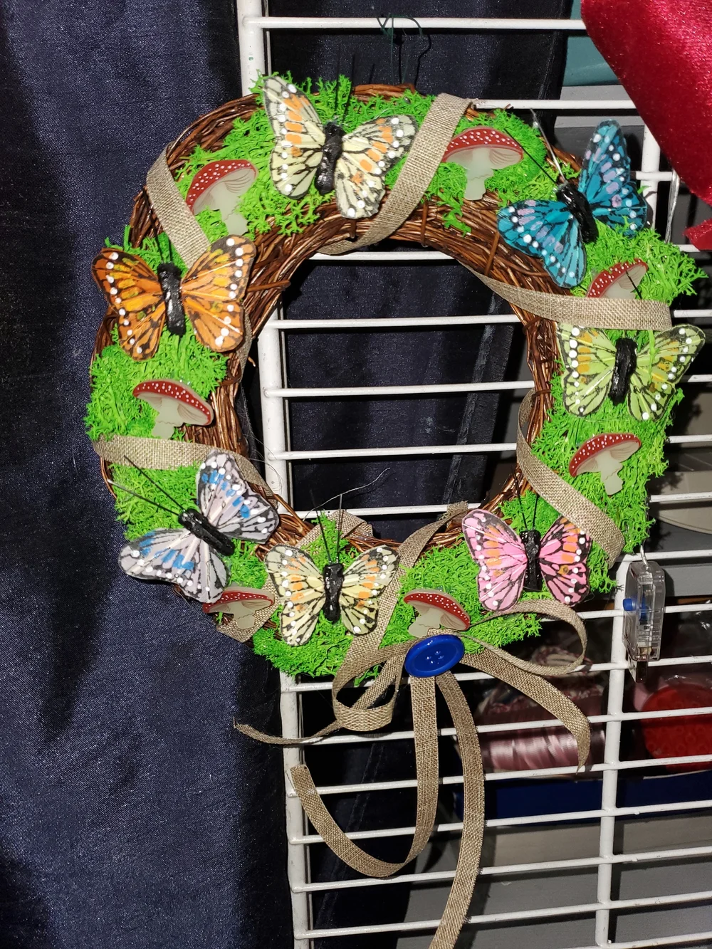 Handmade By Gawdy Vusions Decorative Butterfly Moss Wreath *small 7